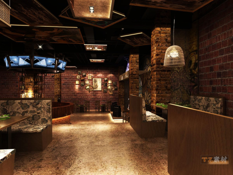复古风酒吧3D成套模型及高清贴图-熬夜做的清吧-(3)