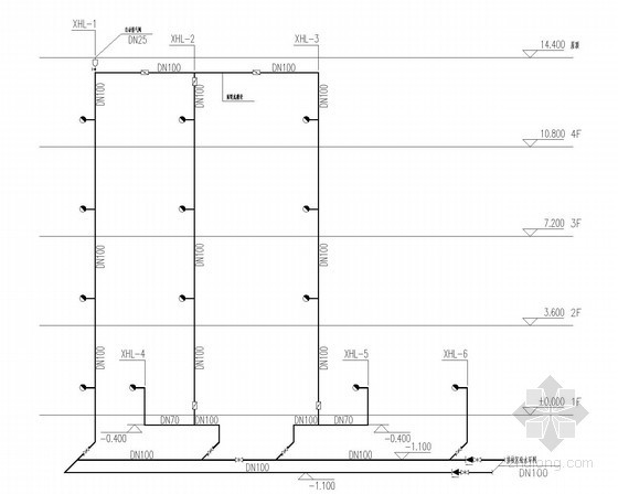 [湖南]小学扩建工程给排水施工图（系统图详细）-消火栓给水系统原理图 