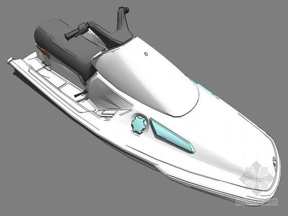 宽轮摩托车3d模型资料下载-水上摩托SketchUp模型下载