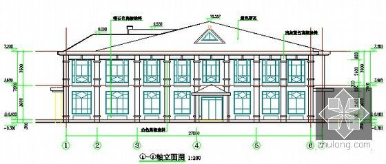 [山东]2015年社区服务中心搬迁改造项目工程预算书(含施工图纸)-轴立面图