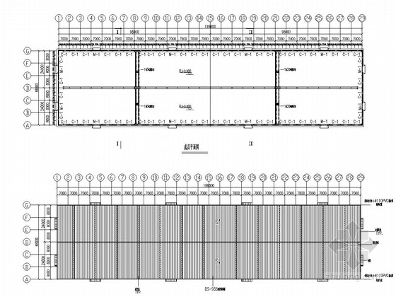 钢结构48米跨厂房资料下载-48米跨轻型门式钢屋架结构贸易公司厂房结构图