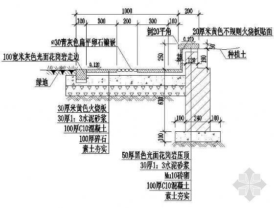 铺装详图平面剖面资料下载-广场铺装剖面详图 2