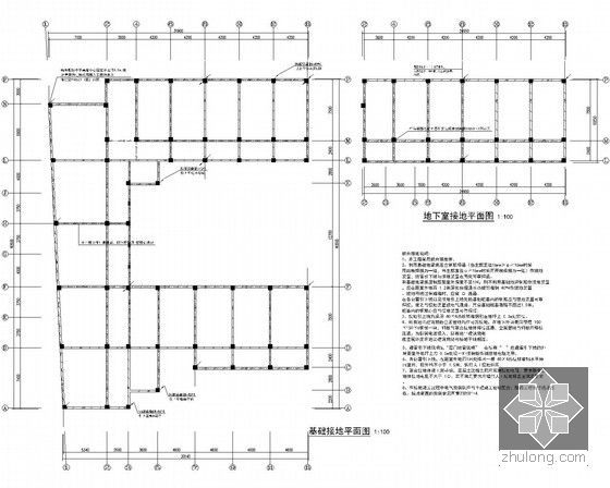 [安徽]儿童福利中心电气设计施工图纸（新规范）-基础接地平面图