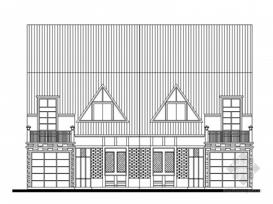 别墅三层中式方案图资料下载-某三层双拼中式别墅建筑方案图