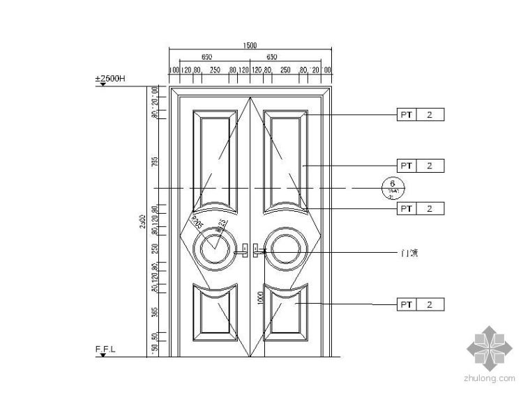双开门CAD节点资料下载-欧式双开门详图