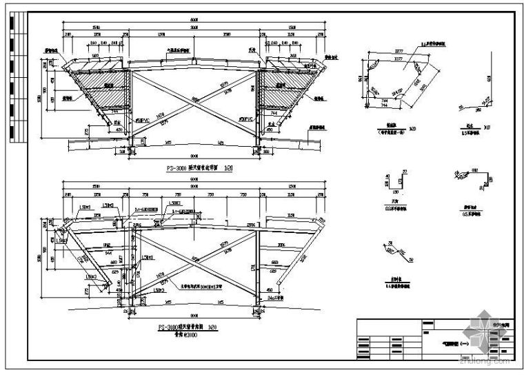 钢结构气楼施工图资料下载-某PS-3000钢结构气楼构造详图
