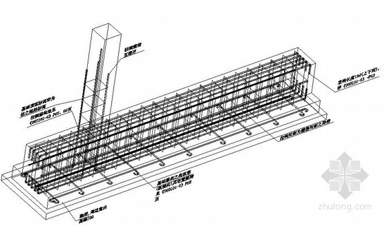 屋面精细化施工工艺三维图资料下载-基础梁钢筋三维图
