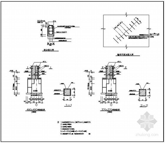 墙体结构柱节点大样资料下载-某幼儿园砖柱加固节点详图