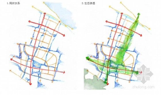 [浙江]绿色宜居小镇景观规划设计-方案草图 