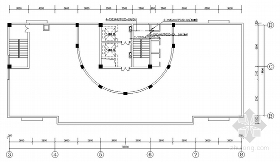 整层办公楼空间平面资料下载-某十六层办公楼综合布线平面图