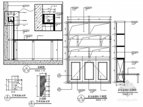 家装柜子CAD资料下载-多功能房柜子详图