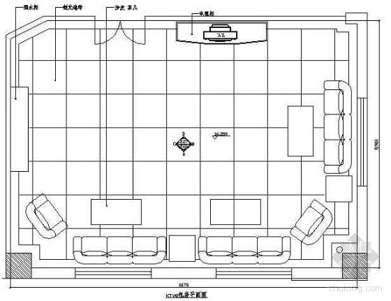 ktv天花cad平面图资料下载-KTV包房平面图2