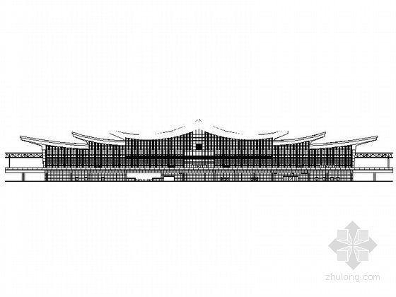 [合集]4套大型多层火车站建筑施工图-4套大型多层火车站建筑立面图