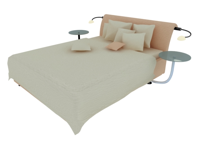 床模型2资料下载-现代简约床3D模型下载