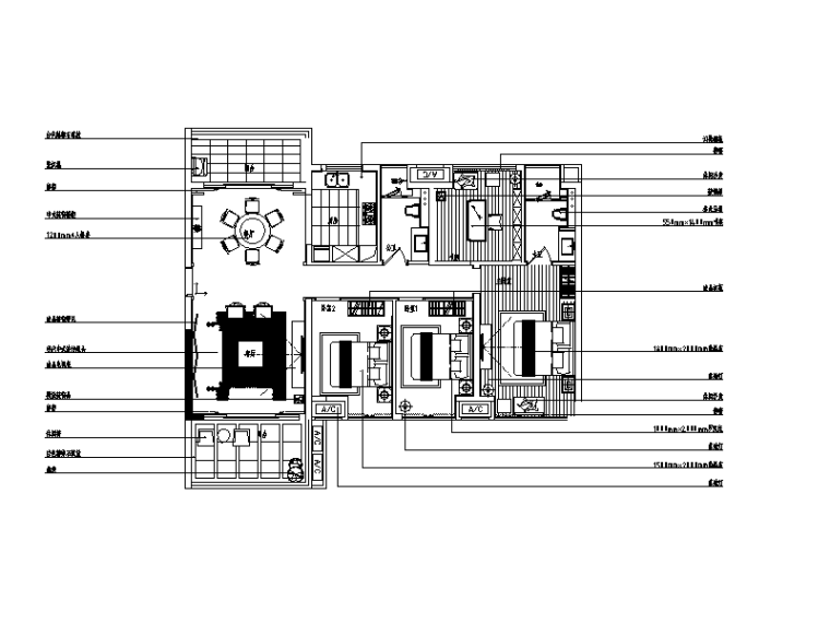 新中式样板房SU模型资料下载-[广东]新中式样板房设计CAD施工图（含实景图和效果图）