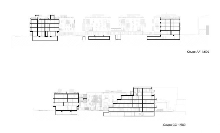 法国树屋与阳台结合的罗曼维尔公寓-Brenac_Gonzalez_Associés_-_Romainville_Marcel_Cachin_-_Coupe