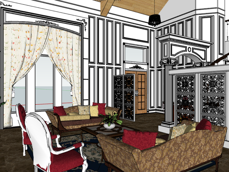 中式端景台模型资料下载-50款家装室内整体场景SU模型