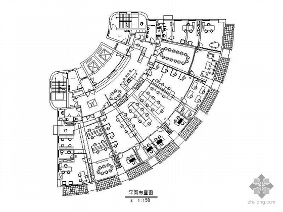 办公空间设计方案dwg资料下载-[上海]某办公层设计方案图