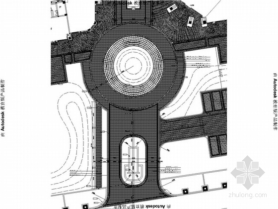[扬州]古运河居住区地块样板区景观设计全套施工图(详细)-主入口平面 