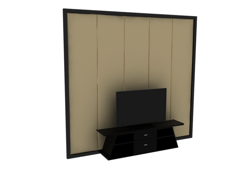 电视墙简约装修资料下载-简约中式电视墙3D模型下载