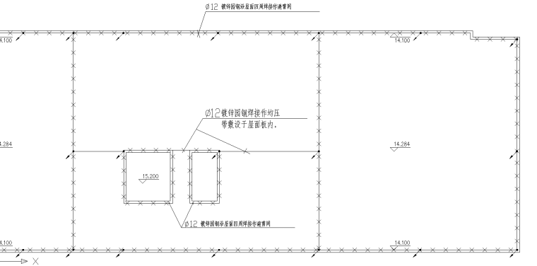 某社区综合楼强弱电施工图-屋顶防雷平面图