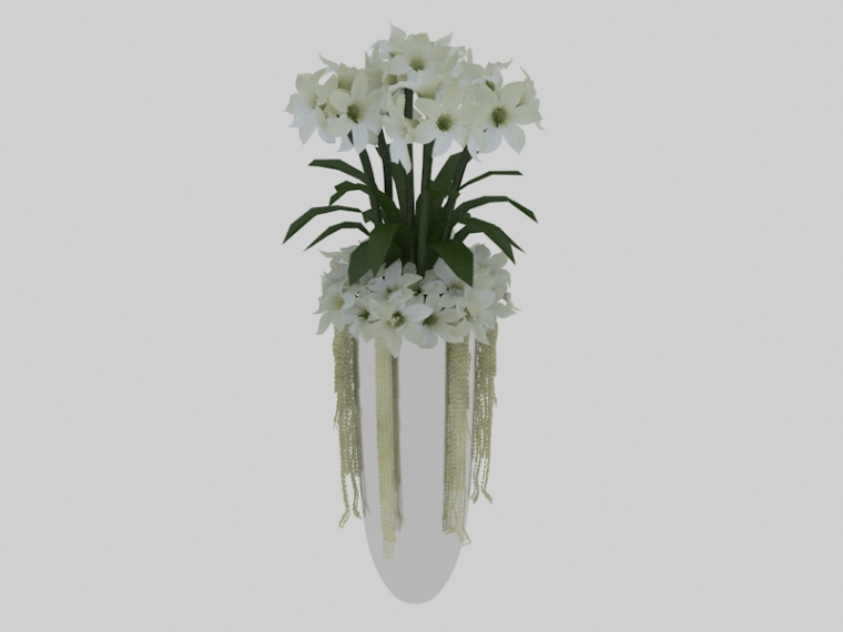 婚礼花门3d模型资料下载-客厅装饰花3D模型下载