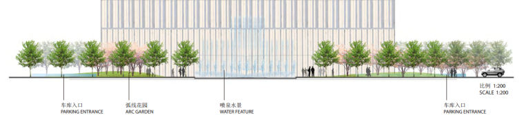 [武汉]中心景观方案设计方案文本 B-2 一层入口立面