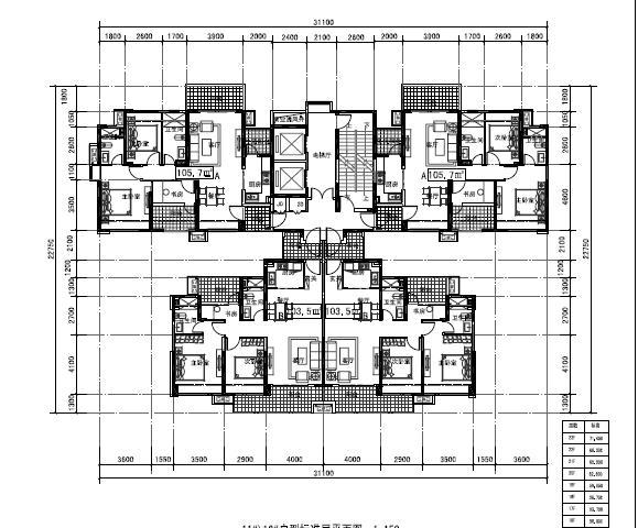[广东]高层现代风格塔式住宅楼建筑设计方案文本-高层现代风格塔式住宅楼建筑平面图