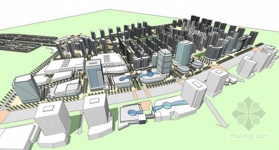 [青岛]城市新居住片区景观概念规划设计方案-总体鸟瞰图 