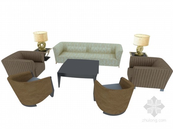 茶几沙发组合资料下载-组合沙发茶几3D模型下载