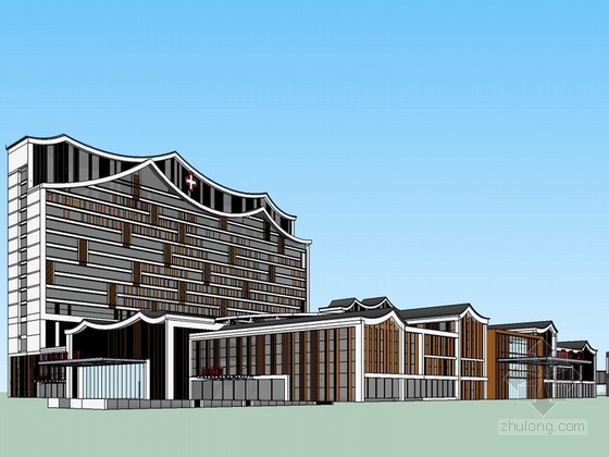 sketchup模型医院资料下载-医院组合建筑SketchUp模型下载