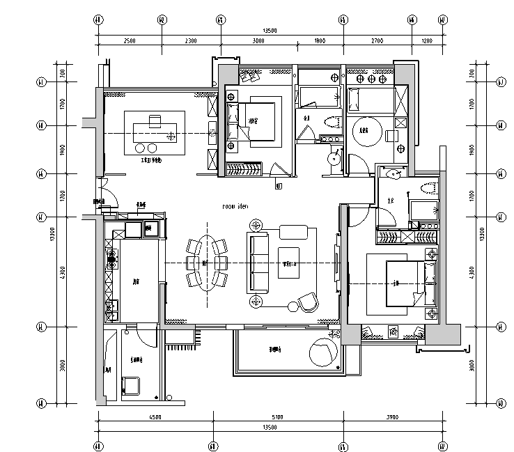 6层住宅设计说明资料下载-壹方中心6A户型住宅设计施工图（附效果图+物料图+软装清单+机电）
