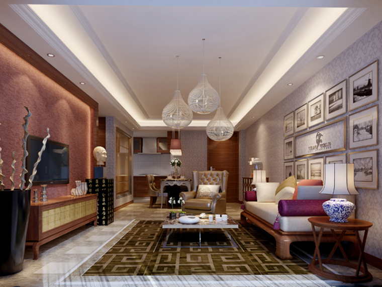 家居客厅沙发资料下载-混搭客厅3D模型下载
