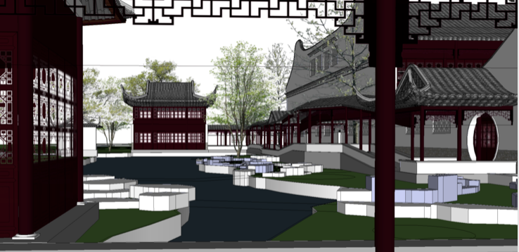 中式风格庭院和园林SU模型-中式风格庭院和园林SketchUp模型2