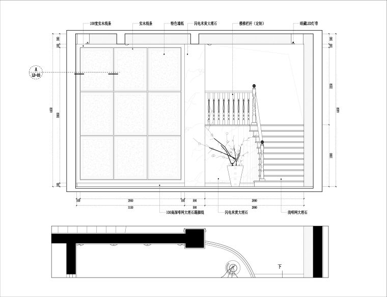虎溪别墅三层含地下室高档别墅室内设计施工图（含效果图）-楼梯口施工图JPG