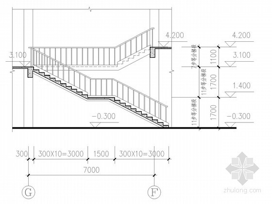 现代游泳馆设计资料下载-[陕西]四层游泳馆楼梯大详图