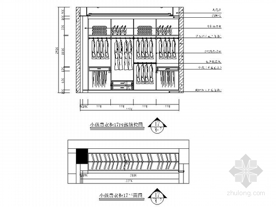 精品欧式风格三居室室内装修施工图（图纸细致完整 推荐！）-精品欧式风格三居室室内装修施工图小孩房衣柜立面图