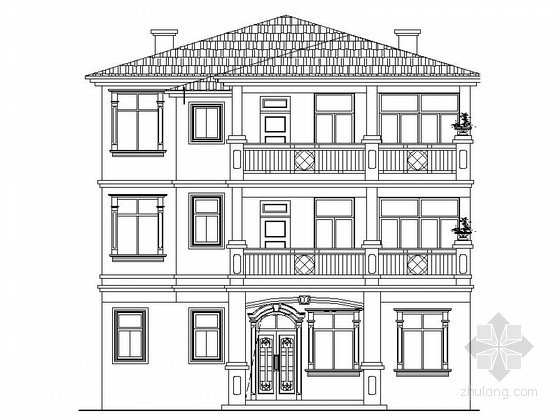独栋欧式别墅施工图资料下载-某三层欧式独栋别墅建筑施工图