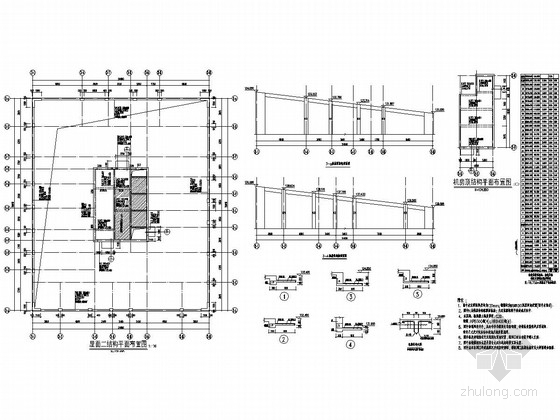 [四川]地上39层剪力墙结构超高层商住楼结构施工图（地下三层）-屋面二结构平面布置图 
