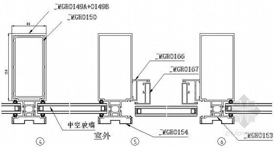 110系列玻璃幕墙节点资料下载-JMGR155系列隔热幕墙节点详图