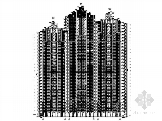 [福建]高层住宅小区规划设计施工图（含290余页图纸 效果图）-高层住宅小区规划设计立面图