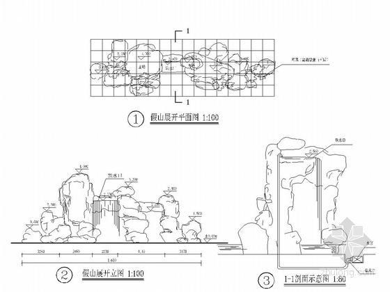 [天津]工业新建厂区绿化景观施工图-假山详图