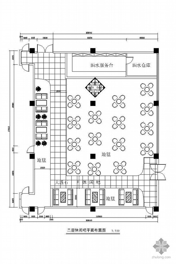 休闲吧装修平面图资料下载-某休闲吧设计图纸