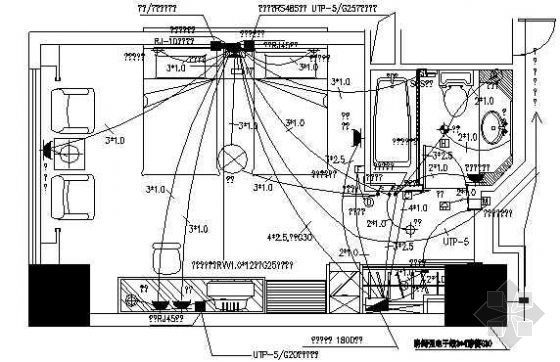 弱电综合布线拓朴图资料下载-宾馆酒店客房标间综合布线图