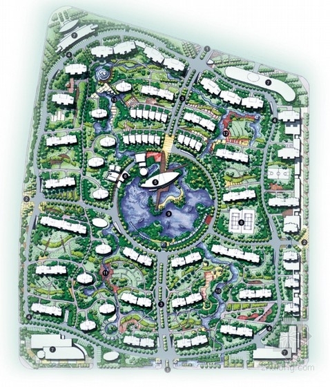 居住区亲水平台效果图资料下载-居住区景观设计手绘效果图