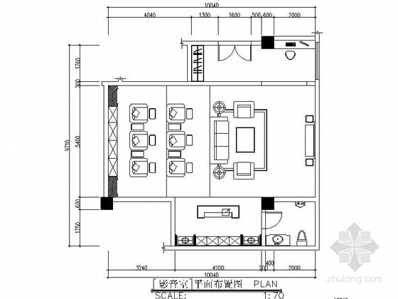 家庭影音室CAD节点资料下载-时尚别墅地下影音室装修立面图