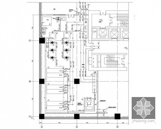 [内蒙古]高层综合楼空调采暖通风排烟系统设计施工图（商业 热水风幕 电热风幕）-制冷机房大样图