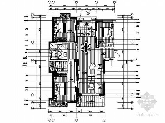 某住宅三居室内装修图资料下载-某机关住宅楼室内装修施工图（含效果）