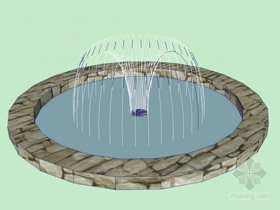 CAD圆形喷泉资料下载-圆形喷泉SketchUp模型