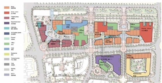 [湖北]滨江地区现代风格商业综合体建筑设计方案文本-滨江地区现代风格商业综合体建筑平面图